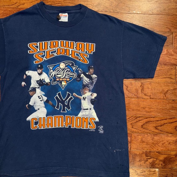 Vintage 2000 Subway Series New York Yankees Champions T-Shirt Blue Large - Picture 1 of 8